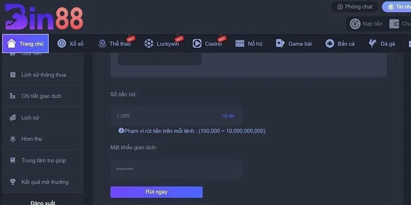 Quy trình lĩnh thưởng dễ dàng với vài bước cơ bản tại BIN88.